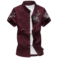 2017 summer british style Men s short sleeved shirts men printing Men s high quality 100