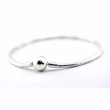 Подлинная 925 пробы Серебряная цепочка с круглой застежкой Браслет совместим с европейскими браслетами для женщин QANDOCCI