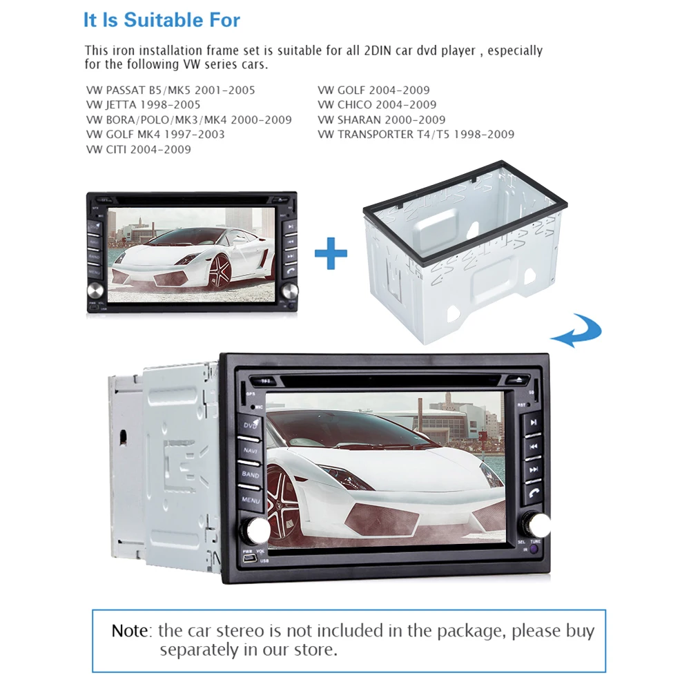 Аксессуары для монтажа 2 Din android-автомобильный Media DVD MP5 плеер радио монтажная рама для гольфа/Polo/MK3/ jetta/Car Панель Frame