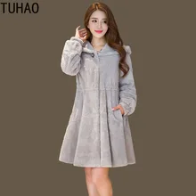 TUHAO зимнее женское повседневное меховое пальто из искусственного меха для офиса, Женское пальто из искусственного меха, Женское пальто, однотонное меховое теплое пальто, куртка
