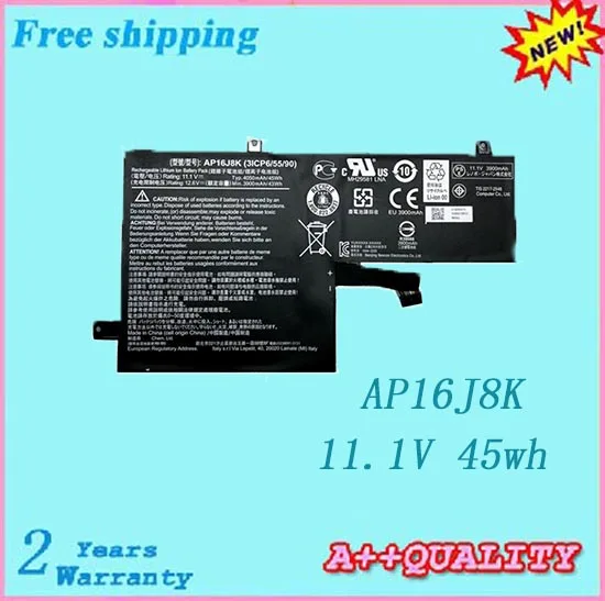 100 brand new Laptop Battery For Acer AP16J8K 3ICP6/55/90 notebook