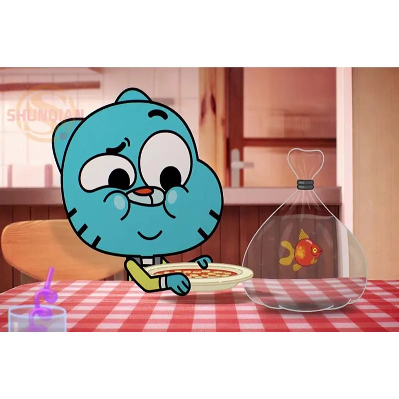 Удивительный мир Gumball Плакат на заказ холст плакат художественная отделочная ткань для дома ткань настенный плакат печать шелковая ткань - Цвет: Розовый