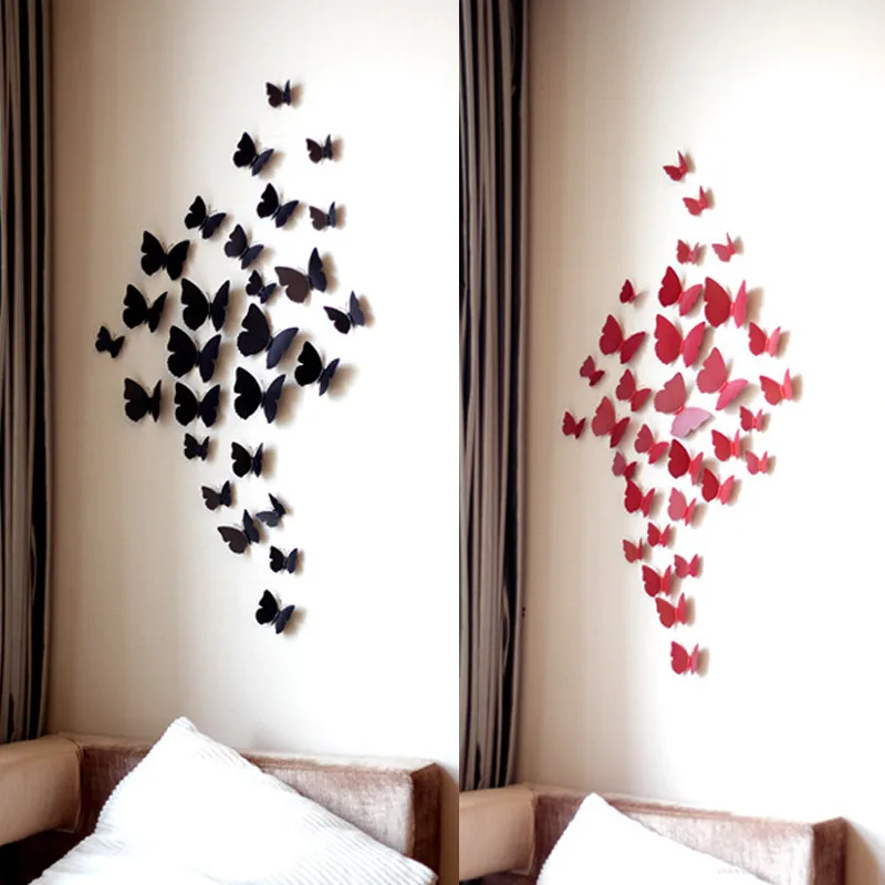 

High Quality 12 Pcs 3D Wall Stickers Butterfly Fridge Magnet for Home Decoration Wall Stickers Wall-papers New Stranger Things