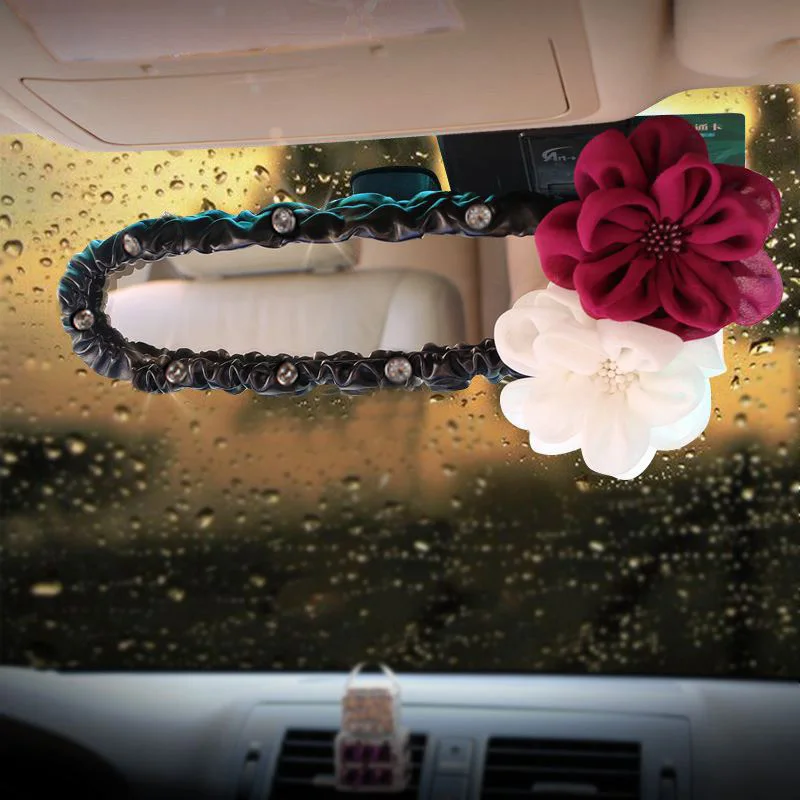 Buy Rose Flower Crystal Car Interior Rear View Mirror