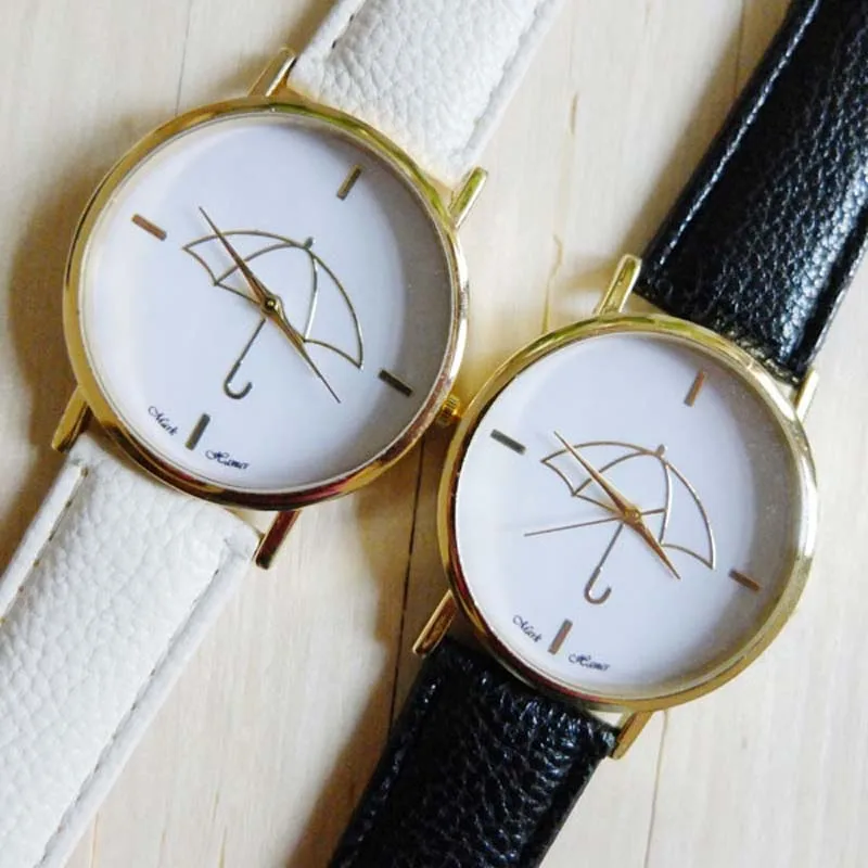 Eco789 HOT New Womens font b Watch b font Umbrella Style Print Leather Band Women Analog