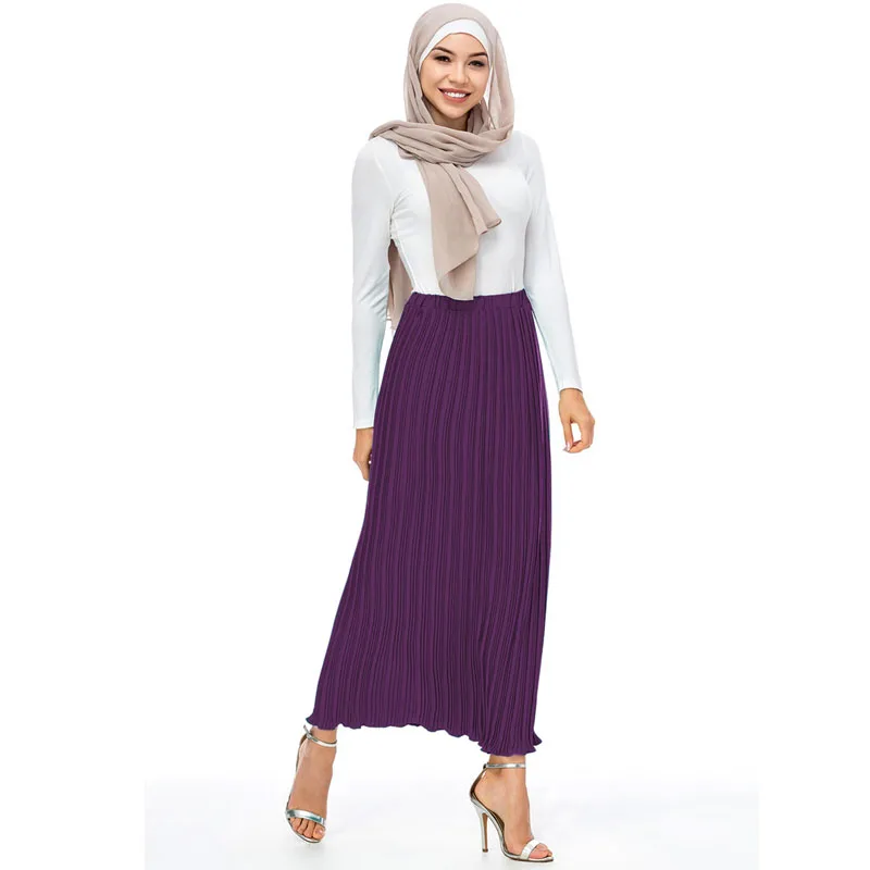 

Faldas Largas Verano Mujer Moda 2019 Spring Summer Korean Women Chiffon Pleated Long Maxi Skirt Jupe Longue Femme Muslim Skirts