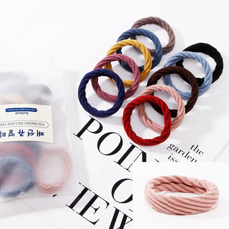 10pcs mix colors 4 10pcs/Set New Women Basic Crude Elastic Hair Bands Ponytail Holder Scrunchie Headband Rubber Bands Fashion Hair Accessories - Цвет: 10pcs mix colors 4
