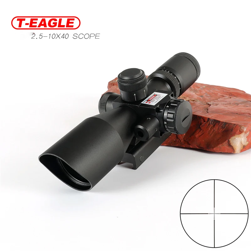 

Teagle 2.5-10x40 Rifle Scope with Red Laser Combo Optical Sight with Illuminated Red Green Mil-dot Crosshair for Hunting Rifle