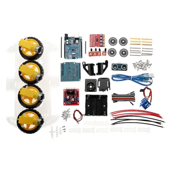 

4WD DIY Smart Chassis Car Kit Module For Arduino For UNO R3 + Ultrasonic Module+Motor drive board