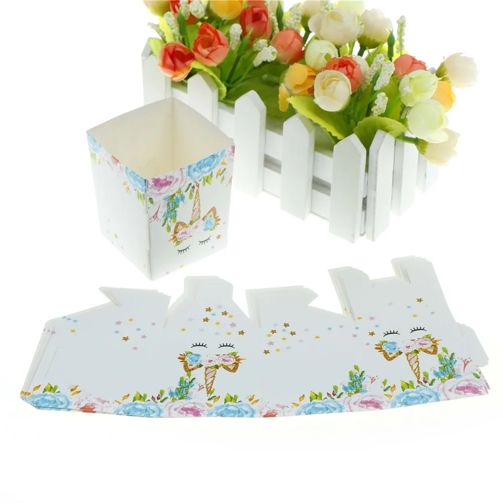 

6Pcs/lot Unicorn Popcorn Box Birthday Party Supplies Paper Pop Corn Candy Box Gift Box For Kids Unicorn Event Party Supplies