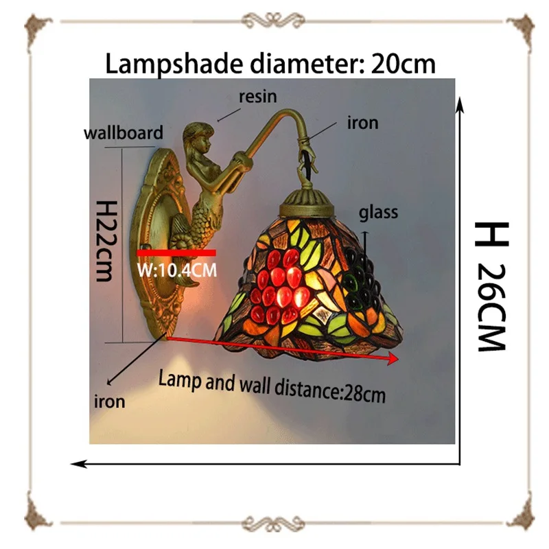 Eusolis винтажные Настенные светильники витражное стекло Arandela Lampe Murale коридор