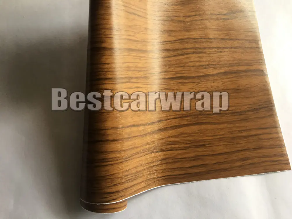Teak Wood Grain Faux Finish Textured Vinyl Wrap Contact Paper Film DIY No Mess Easy to Install Air release Adhesive (3)