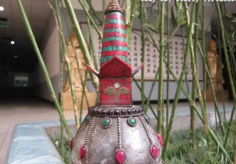 

Nepal Tibet crystal inlay turquoise coral Buddhism dagoba Stupa pagoda