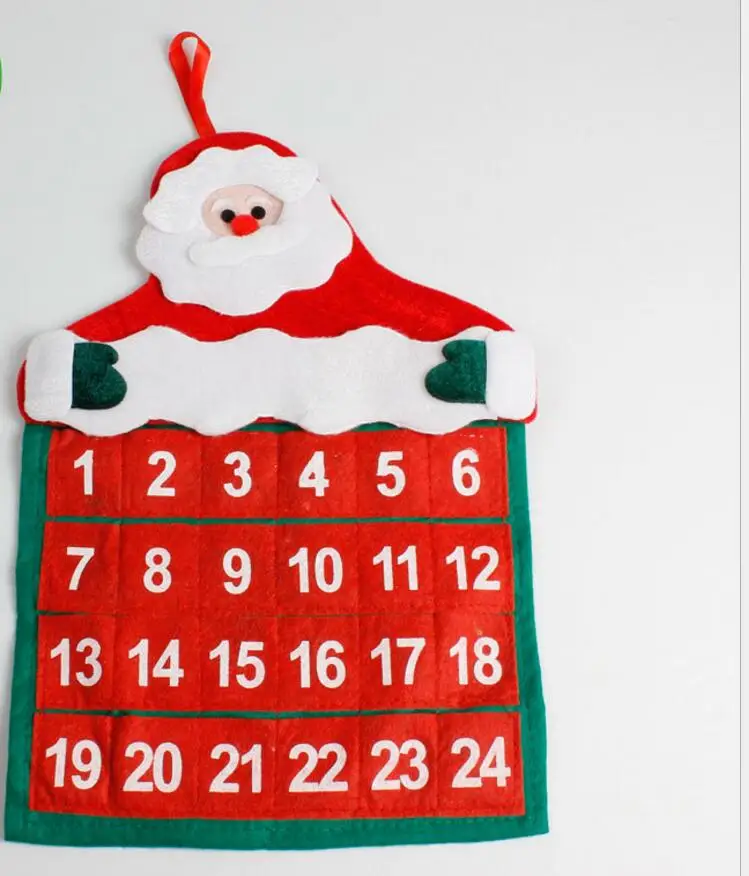 New arrival Classical Chirstmas Santa Claus Non-woven Countdown Calendar Deocration For Home Ornament Gift Bags Decoration | Дом и сад