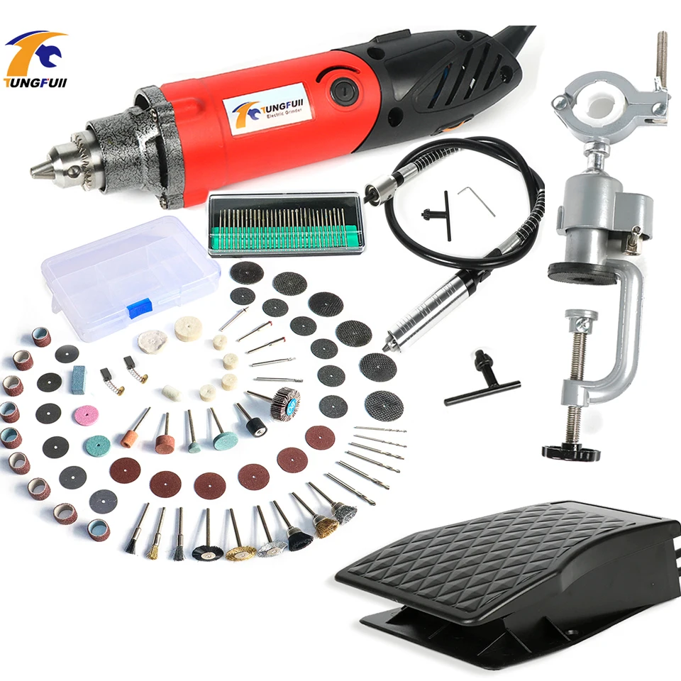 Kopen Tungfull 500 w Mini Elektrische Boor Met 6 Positie Variabele Snelheid Dremel Stijl Rotary Gereedschap Mini Slijpen Power Tools