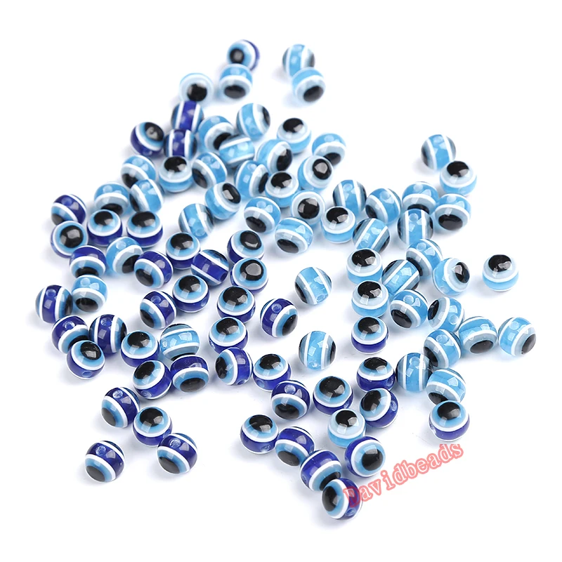 

Free Shipping 100pcs Royal Sky Blue Acrylic Kabbalah Evils Eye Ball Round Beads 8mm (0.31") Pick Size For Jewelry Making