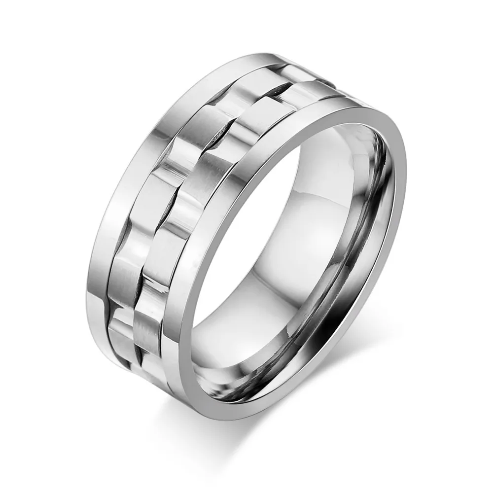 Вращающийся Спиннер кольцо обручальное твердые нержавеющая сталь шестерни дизайн 9 мм мужские вечерние хип хоп ювелирные изделия дропшиппинг - Цвет основного камня: picture color -2