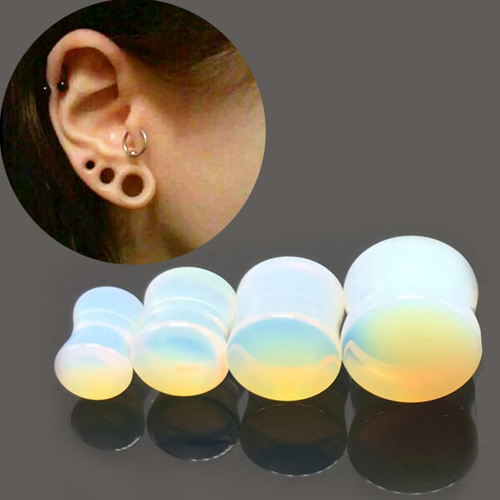 Brand New 1pc Glass Ear Opal Stone Taper Gauge Ear Plug Expander