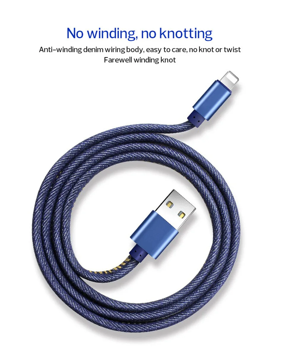 NOHON Cowboy Braided USB Charger Gold-plated Plug Fast Charge Adapter Data Cable Micro USB Cable For Iphone 5 6 7 8 Plus X 10 1m (1)