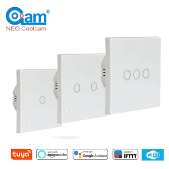 

NEO WiFi Switch EU 1/2/3 Gang Wall Glass Panel Remote Control LED Lights For Smart Home Workes with Alexa Echo and Google Home