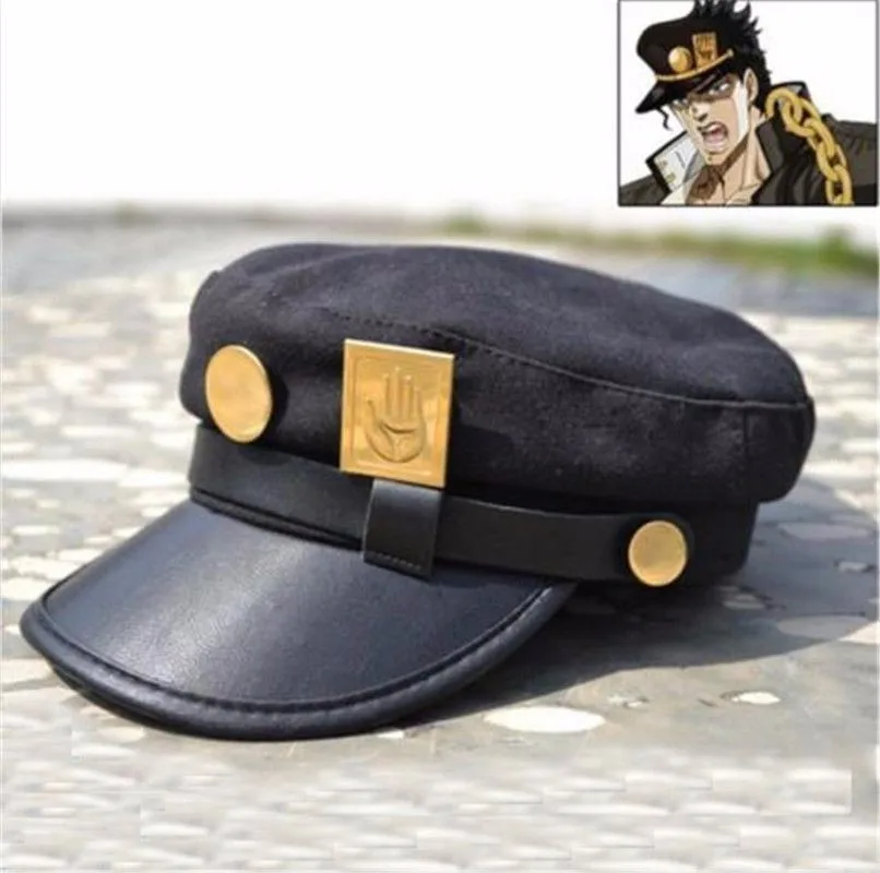 

2018 Anime JoJo's Bizarre Adventure Jotaro Kujo Joseph Army Military JOJO Cap Hat+Badge Animation around Free shipping