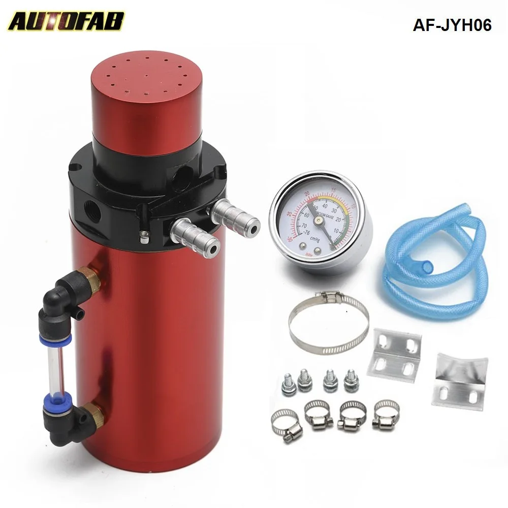 Aluminum Racing Oil Catch Tank/Can Round Can Reservoir Turbo Oil Catch can / Can Catch universal With Air Flow Gauge AF-JYH06