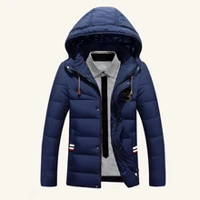 Herren Jacken und Mäntel Winter Daunenjacke Männer Casual Warme mit kapuze Parka Weiße Ente Unten Bomber Jacke Schlank Solide Abnehmbare hut