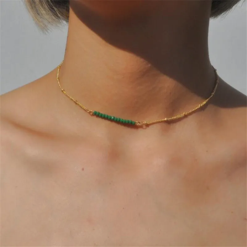Шикарное многоцветное ожерелье-чокер с опаловым камнем Модная Золотая цепочка со стразами ожерелье для женщин ювелирные изделия Короткие чокер воротник