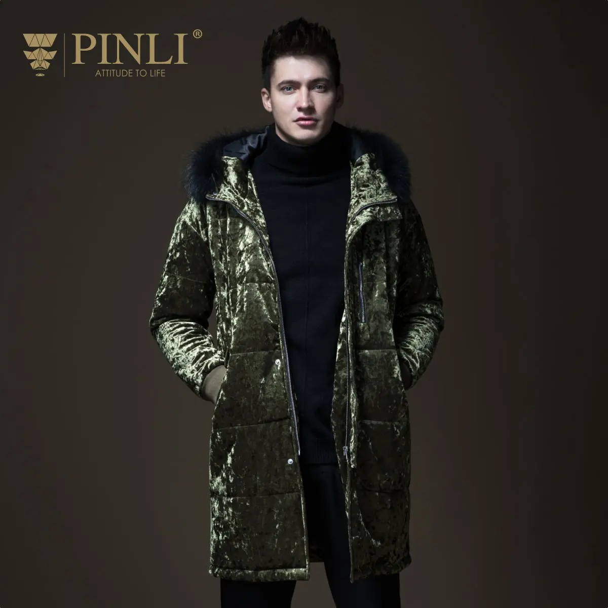 Мужские зимние куртки Chaquetas Hombre, зимние куртки для мужчин s Pinli, мужское длинное пальто из енота B183405555 - Цвет: see chart