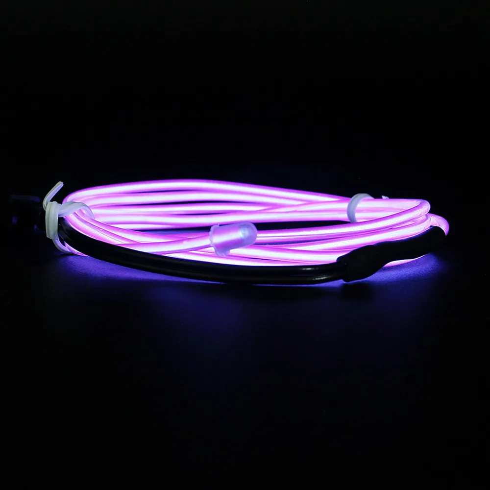 2M 6.56Ft Neon Glowing Strobing El Wire Decoration Strip Light With Battery Pack Car Styling