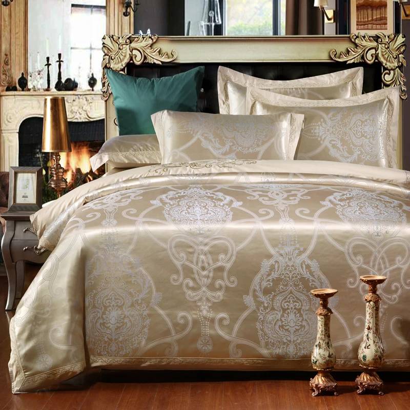 

Chinese wedding style Jacquard bedding 100%cotton Bedding Sets Silk Duvet Cover Sets Queen King Size Many Luxury Bedding