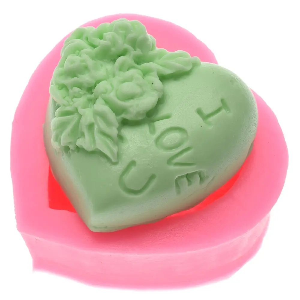 

3D Rose Heart I LOVE YOU Silicone Soap Mold Mould Cake Fondant Decorating Tool