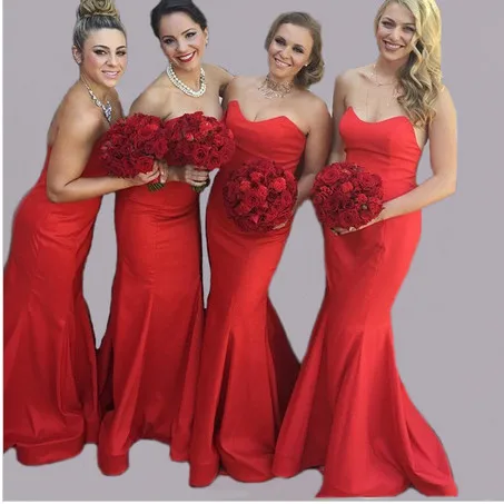 Red Mermaid Bridesmaid Dresses