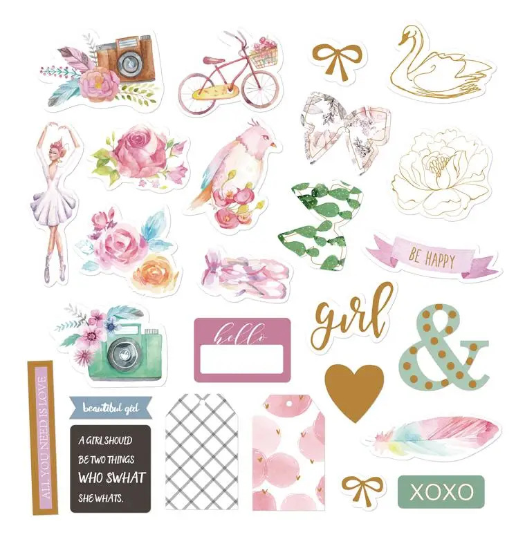 

52pcs/pack Watercolor Beautiful series bronzing cute Decorative Sticker DIY Scrapbooking Label planner Album Sticker Escolar