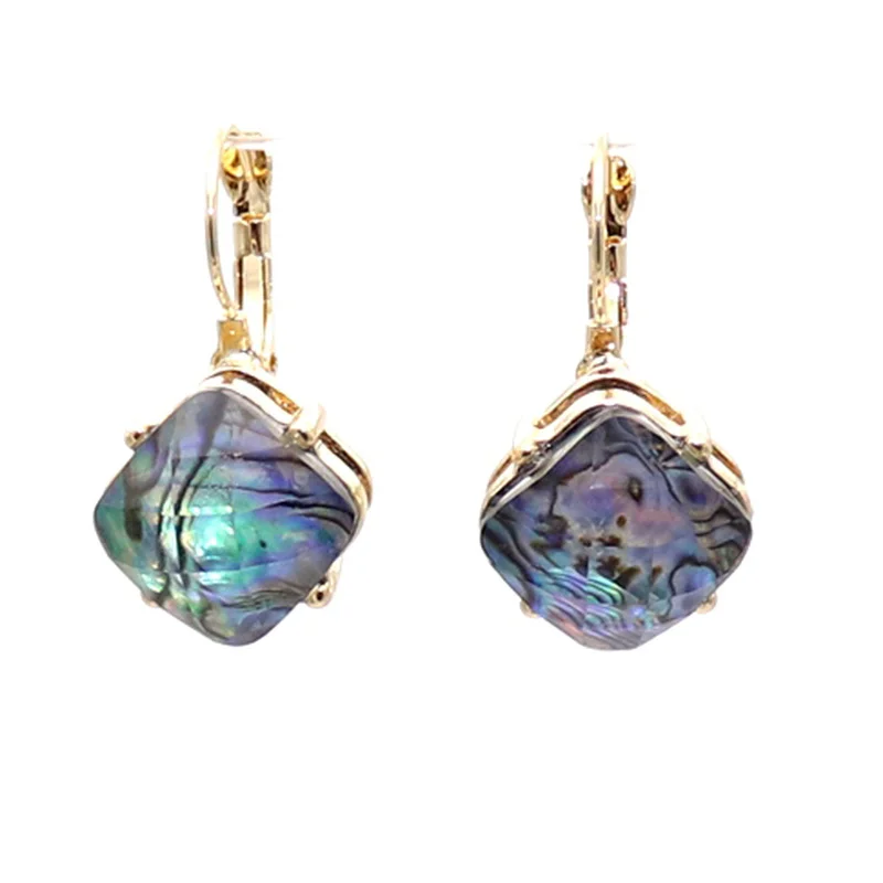 

Fashion Square Cubic Abalone Shell Earrings Stone Gold Color Dangle Brincos Pendientes Brand Jewelry Women