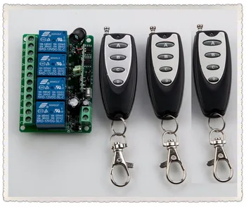 

DC12V 4CH Remote Control Switch Automatic Door Operators Receiver 3 Transmitter Learning code Momentary Toggle Latched 315MHZ