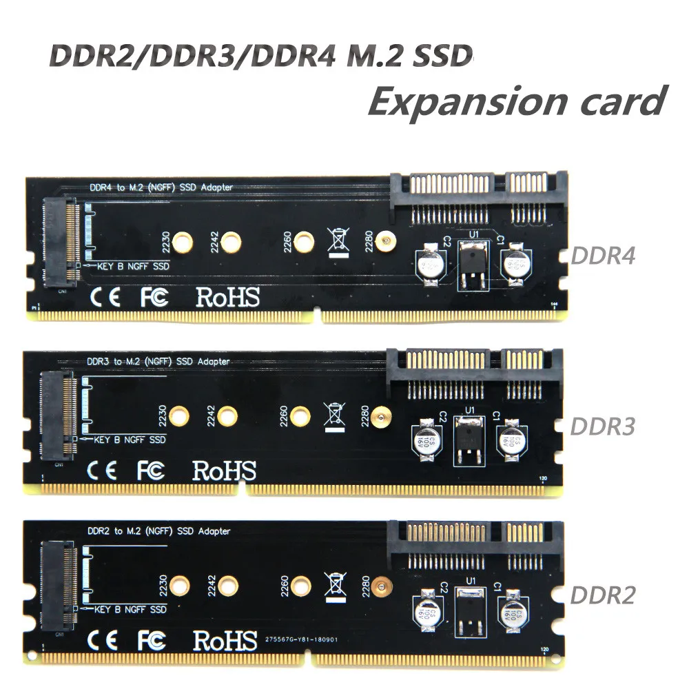 

M2 SSD DDR2 3 4 Adapter DDR to M.2 SSD Raiser Riser Card M.2 NGFF B Key Connector SATA Power 7Pin SATA Port Connect Motherboard