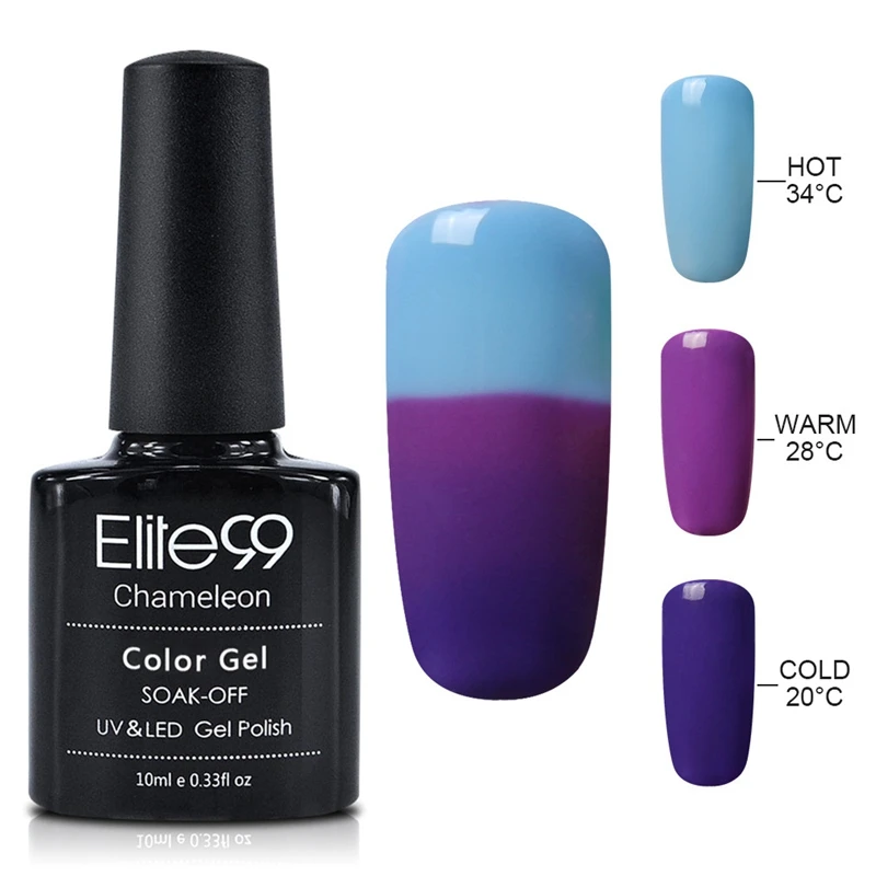 Elite99 3 цвета Ультрафиолетовый гель для ногтей Хамелеон меняет цвет в зависимости от настроения Гель-лак Led УФ Гель-лак для ногтей маникюрный лак 10 мл/уп