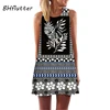 Top BHflutter Floral Print Black Vintage Dress Summer 2019 Fashion Sleeveless Casual Chiffon Dress Women Loose Beach Dress Sukienki 33020155198