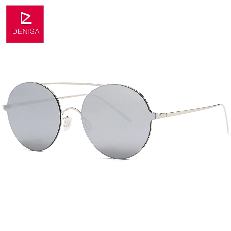 DENISA бренд Готический унисекс ретро круглые мужские солнцезащитные очки без оправы UV400 вождения солнцезащитные очки для мужчин/женщин gafas de sol mujer G633 - Цвет линз: Silver Silver