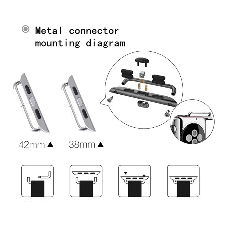 2 шт. адаптер для Apple Watch 4 44 мм 40 мм iWatch ремешок 42 мм/38 мм разъем для ремешка из нержавеющей стали аксессуары для Apple Watch 5 4 3