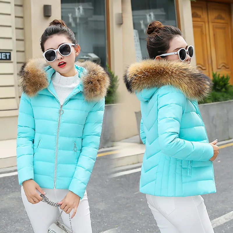 2018 Winter Women Jackets Bomber Hooded Fur Collar Casual Women Basic ...