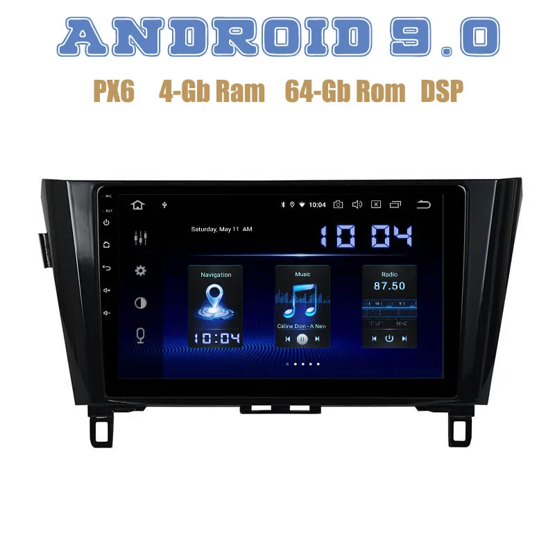 PX6 10 2 &quotips Android 9 0 Автомобильный gps радио плеер для nissan X-trail Qashqai Rogue 2014-2018 с DSP 4 + 64 Гб