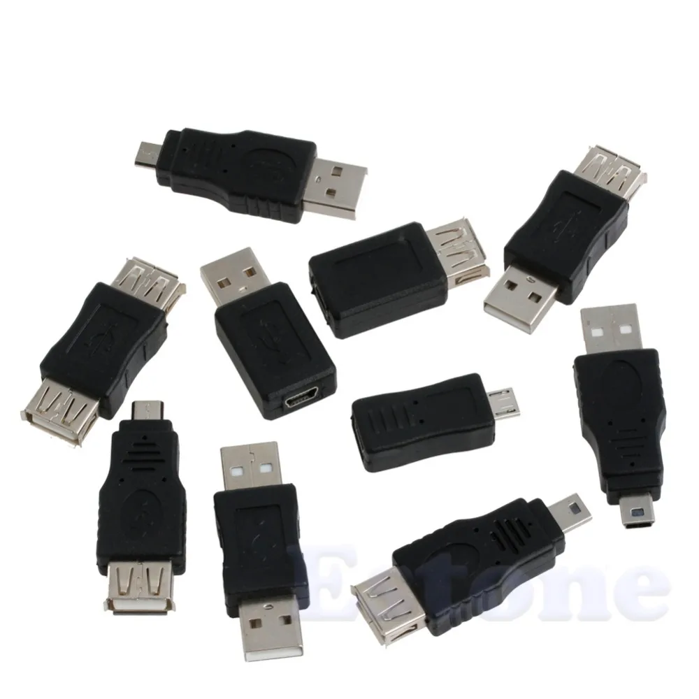 10 шт. OTG 5 pin F/M мини переходник адаптер преобразователь USB штекер гнездо micro