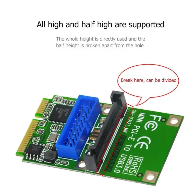 Mini Pci-E To Usb3.0 Adapter Card Mini Pcie To19-Pin 20Pin Usb 3.0 Expansion Card With 15Pin Sata Power Ports For Desktop Pc