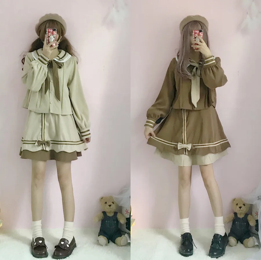 

Japanese New Fashion Women Blouse Shirt 2018 Spring Casual Peter pan Collar Long Sleeve Shirts Soft Sister Patchwork Color blusa