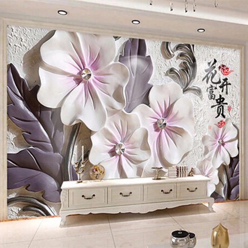 

Modern Minimalist 3D Stereo Embossed Flower Decorative Background Wall Wallpaper Living Room Abstract Art 3D Mural Wall Papers