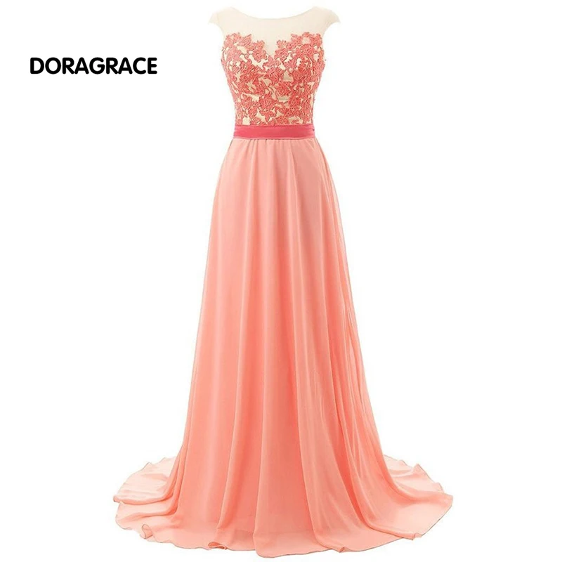 

robe de soiree Glamorous Floor-Length A Line Applique Chiffon Long Evening Dresses Prom Gowns DGE032
