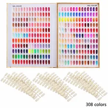 Makartt 1pc Professional 308/216/120 Colors Golden Nail Gel Polish Display Chart with Tips Nail Art Salon Set F0397