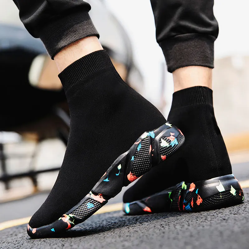 MWY Mens Shoes Casual Warm Stretch Socks Sneakers Zapatos De Hombre Non Slip Mens Trainers Outdoor Walking Shoes Plus Size